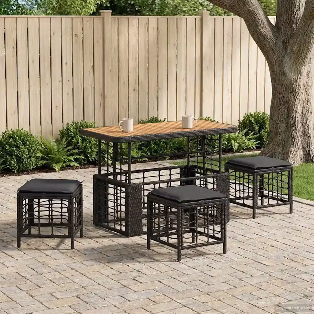 Tavolo da Giardino in Legno di Acacia con Finitura Oliata Nero e Grigio – 2