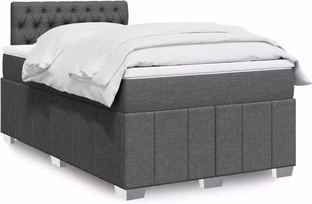 Letto a molle con materasso ibrido vidaXL in tessuto grigio e bianco L/P/H: 120 x 190 x 100,5 cm