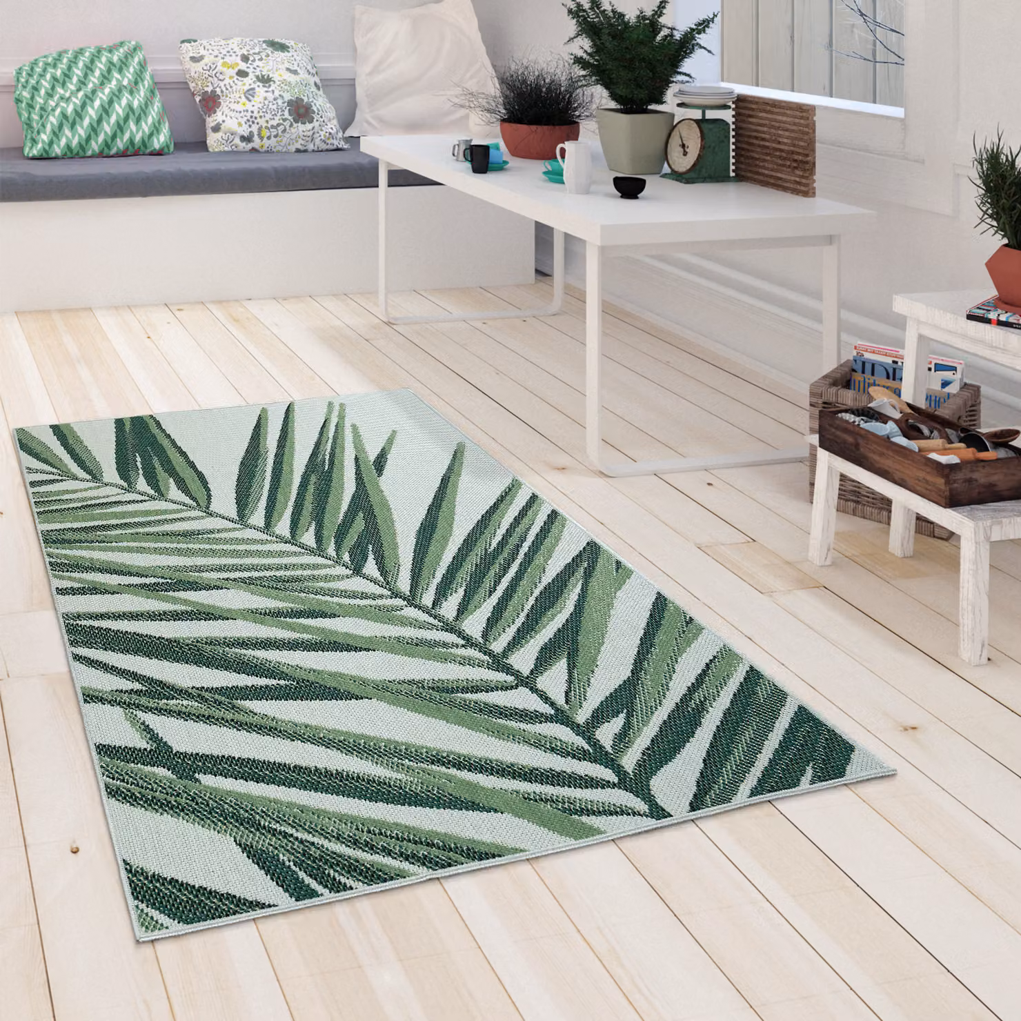 Tappeto per interni ed esterni Ostenza verde con motivo floreale L: 250 cm, P: 80 cm – 5