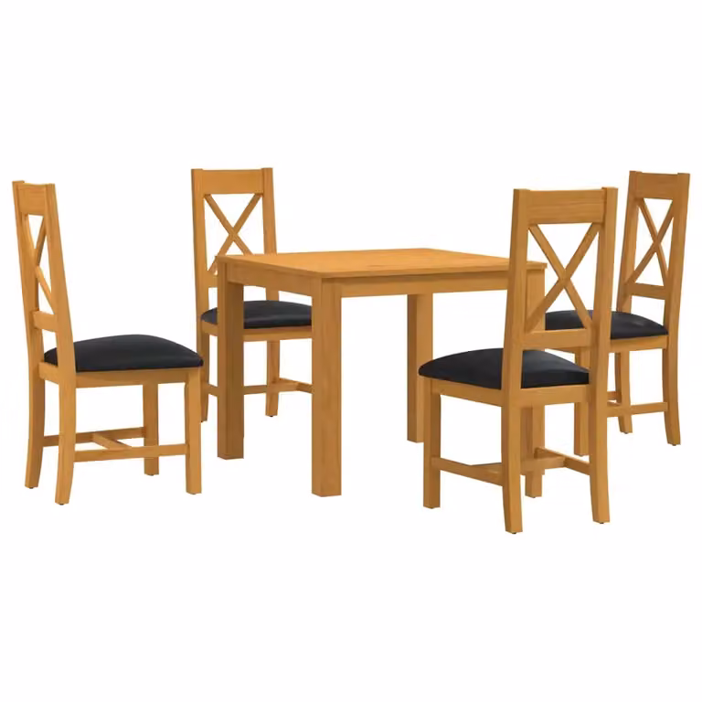 Set da pranzo moderno vidaXL in legno di quercia con tavolo quadrato e 5 sedie, Nero e Marrone