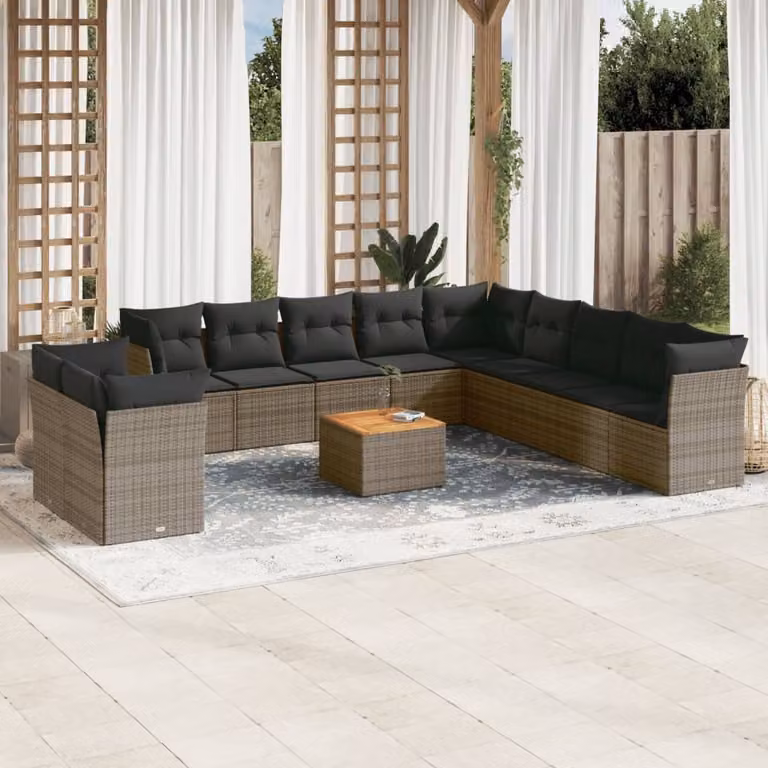 Maison Exclusive - Set Divani da Giardino 12 pz con Cuscini Grigio in Polyrattan