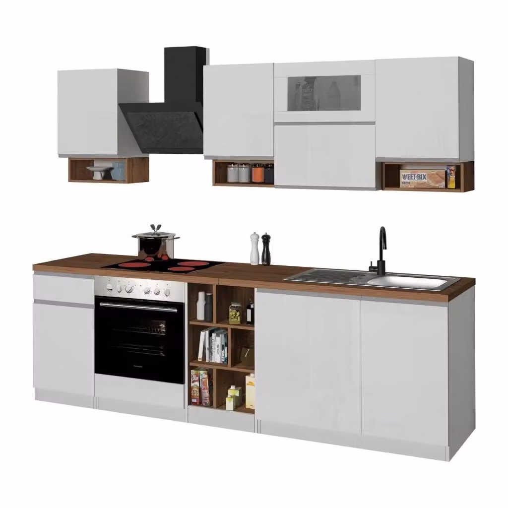Cucinino Attiko DMORA Bianco Lucido con un Cassetto e Ante con Mensole Aperte – 2