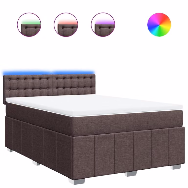 Letto a molle con materasso marrone scuro 160x200 cm in tessuto