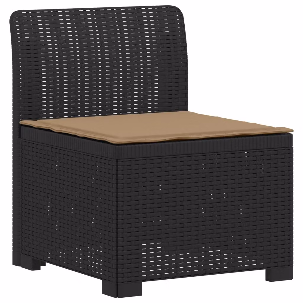 Divano da giardino a 1 posto con cuscino in rattan effetto moderno colore antracite e nero L: 70 cm, P: 62 cm, H: 55 cm – 2