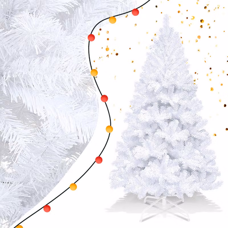 Jopassy 180cm albero di Natale artificiale, abete con supporto in metallo, albero di Natale 770 punte aghi in PVC, albero di Natale artificiale sistema pieghevole bianco