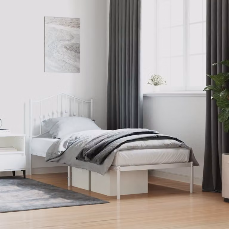 Giroletto con testiera in metallo bianco vidaXL 90x190 cm