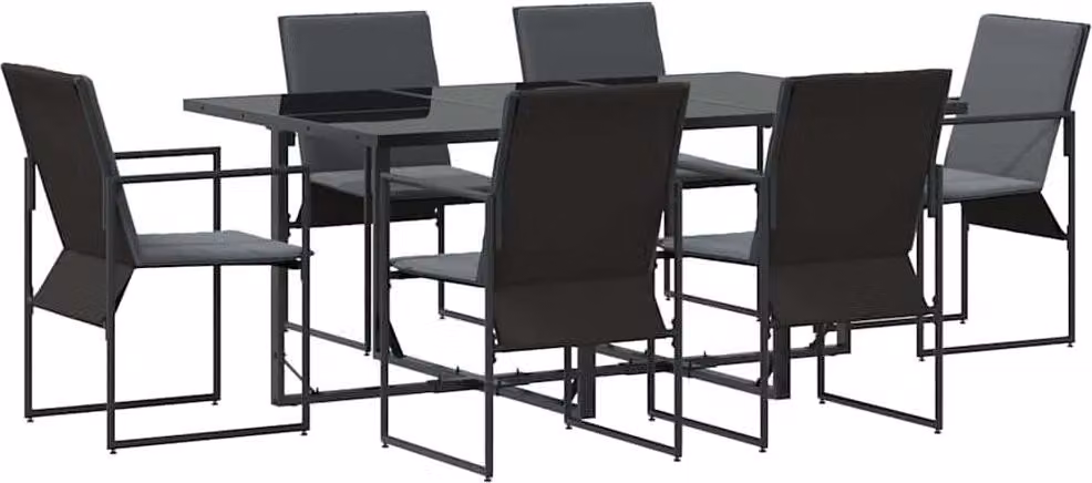 Set da Pranzo per Giardino 7 pcs Nero Acciaio