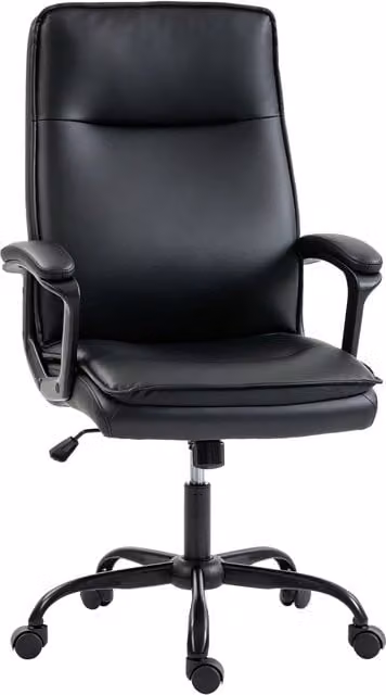 Sedia da ufficio ergonomica con schienale reclinabile 15 gradi, altezza regolabile e braccioli, in PU nero