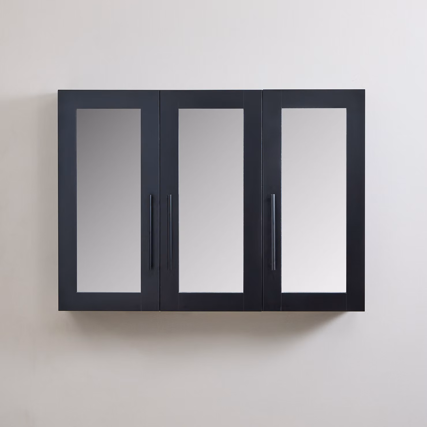 Mobiletto a Specchio da 600mm x 650mm Nero Grigio - Completo di Maniglie Moderne a Barra Nere - Cluo