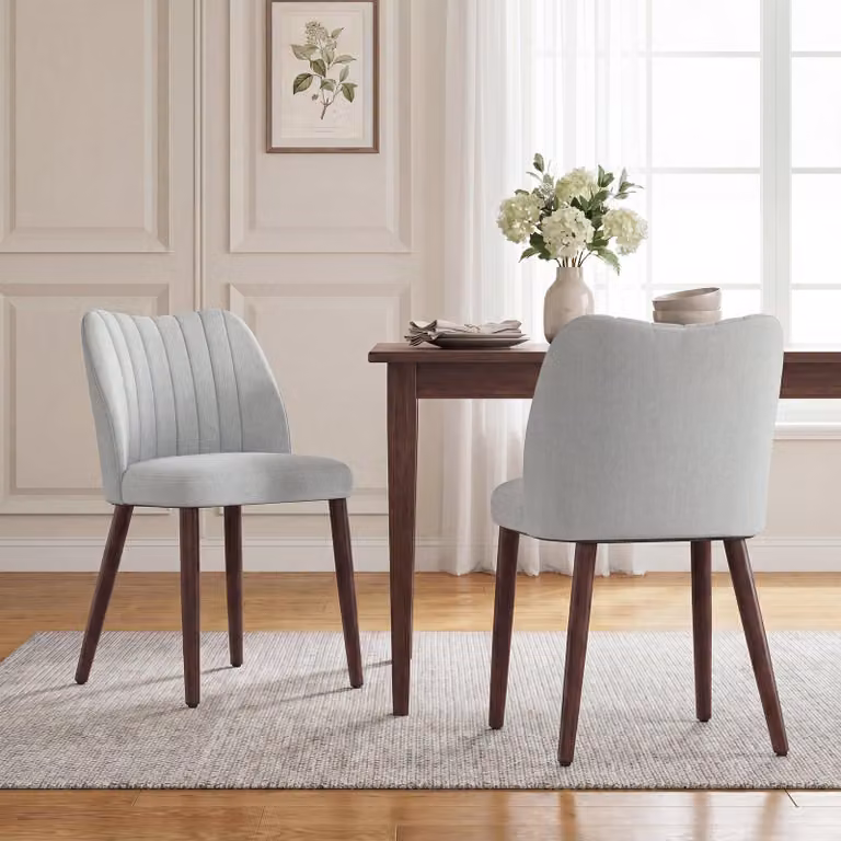 Set di 2 sedie da pranzo imbottite in tessuto, con cuscino dello schienale spesso e piedini antiscivolo. Sedia da cucina moderna dal design elegante