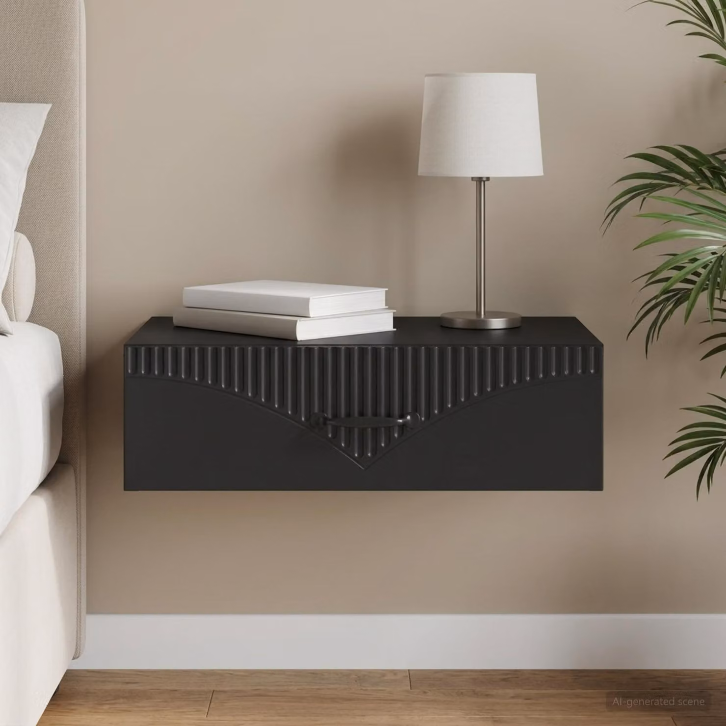 vidaXL Tavolino da Parete Laterale Moderno in MDF Nero L: 59 cm, P: 34,5 cm, H: 17 cm