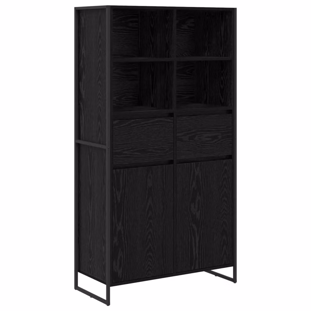 Credenza Industrial vidaXL in Legno e Metallo, Colore Nero, L 81 x P 36 x H 150.5 cm – 2
