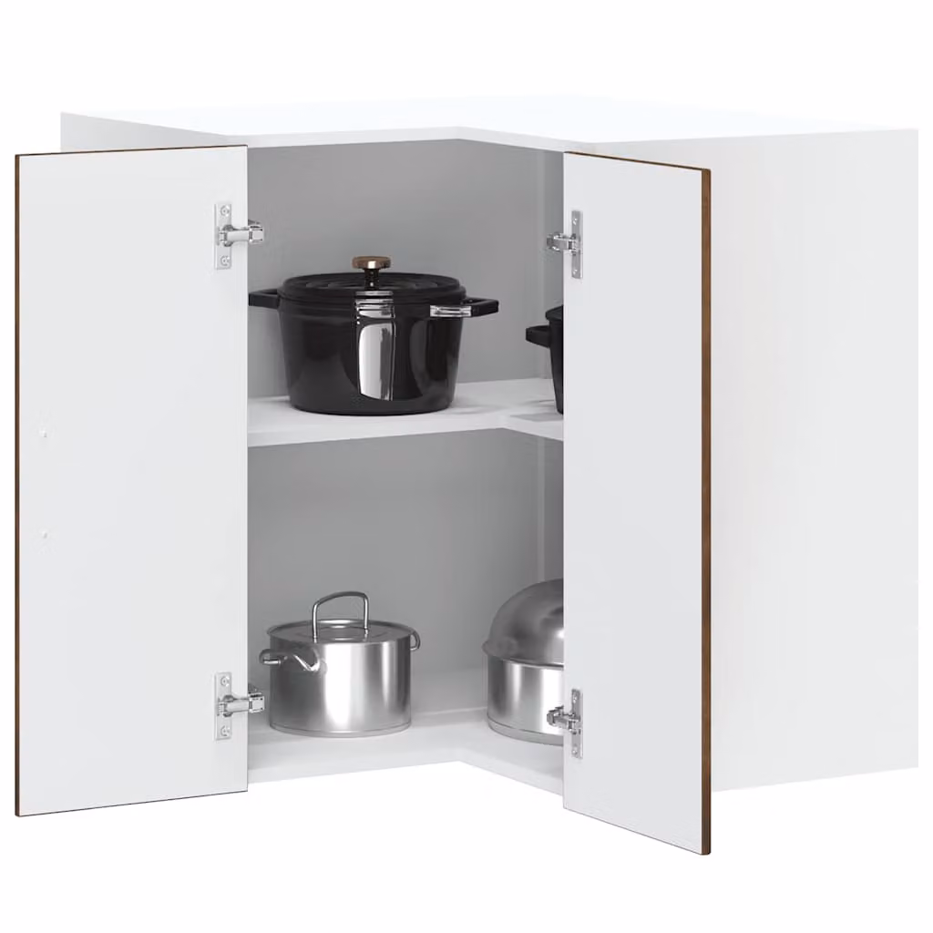 Pensile da cucina ad angolo Kalmar vidaXL moderno in bianco e marrone con ante a battente e ripiani interni