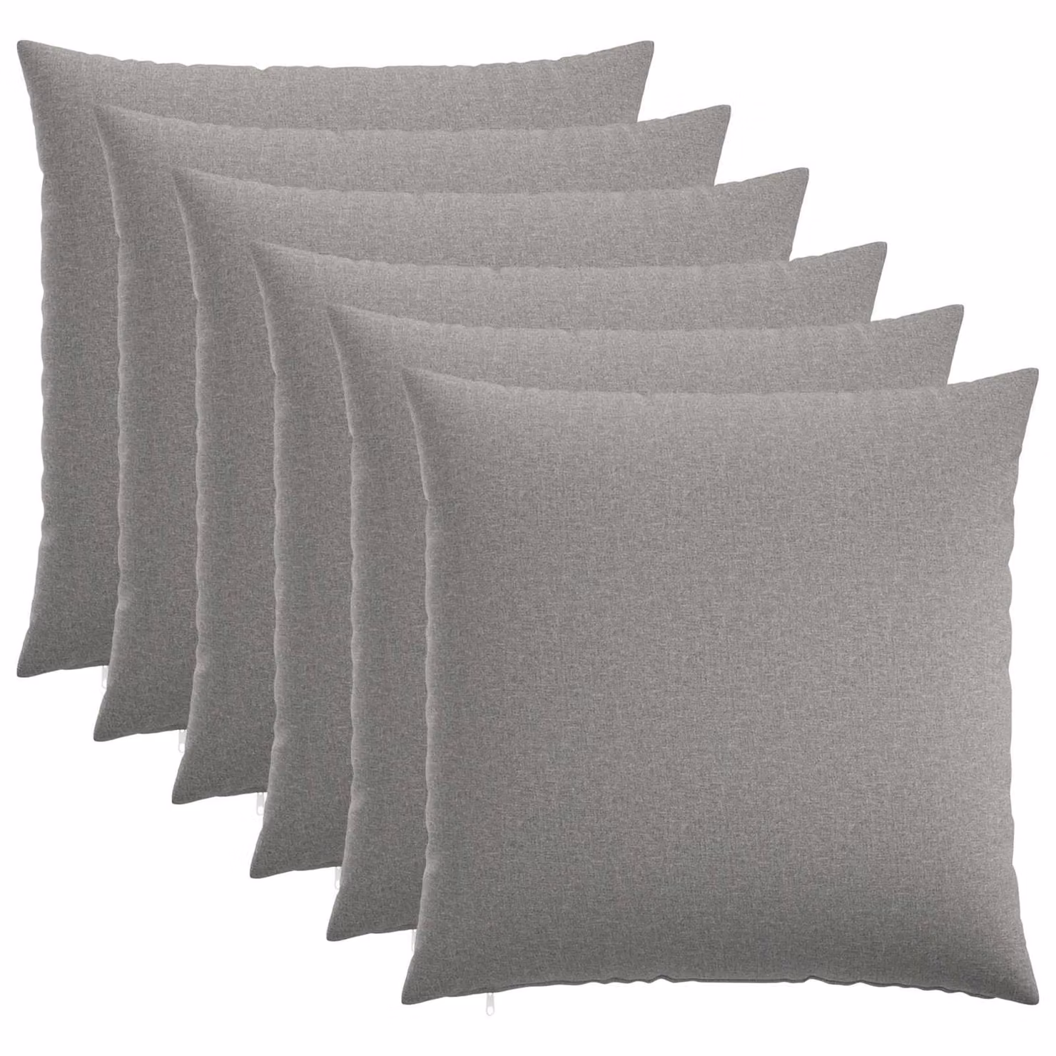 Set di 6 federe vidaXL HEERLEN Grigio, L 60 x L 60 cm, in tessuto poliestere