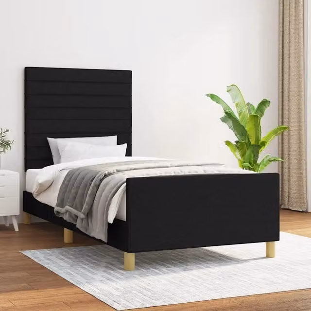 Struttura Letto Design Mania in Tessuto Nero L/P/H: 100 x 200 x 203 cm – 1