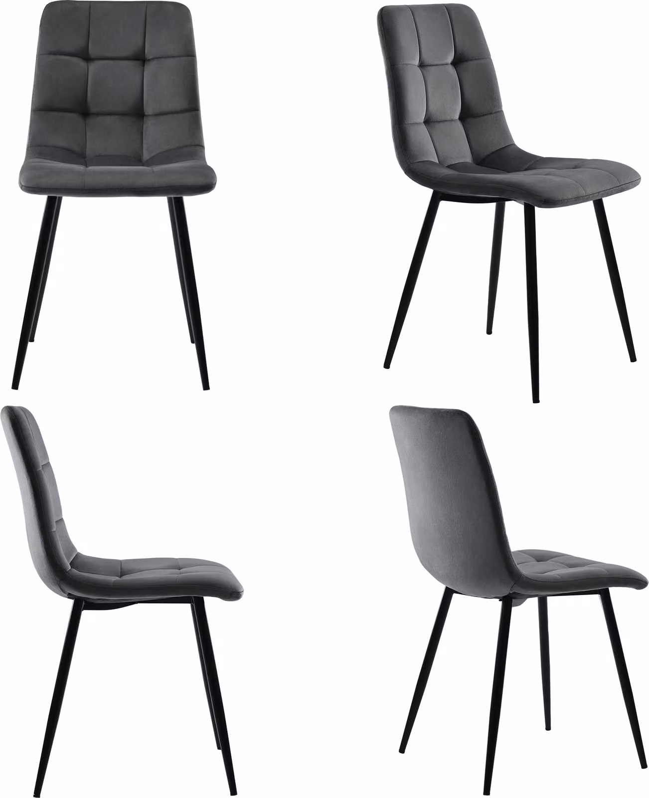 MODFU Set di 4 sedie da pranzo Set da pranzo Sedia imbottita con schienale, solo sedie, senza tavolo, grigio