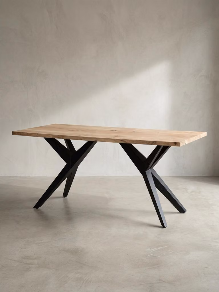 Tavolo da pranzo 160x80x76 cm in legno massello di acacia Tavolo da pranzo in metallo in stile loft, tavolo da cucina con gambe in metallo, tavolo in legno industriale grande, tavolo da pranzo rettangolare