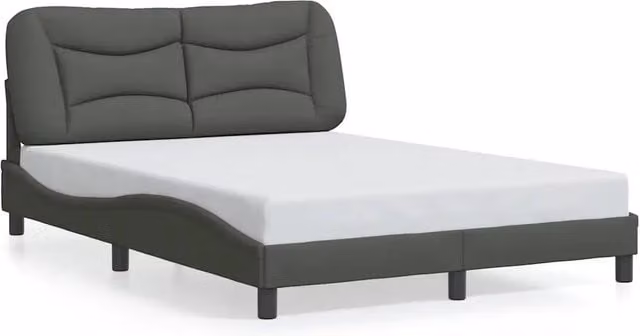 Letto matrimoniale | Letto per adulti | Giroletto senza Materasso Hvar Grigio Scuro 140x200 cm Tessuto