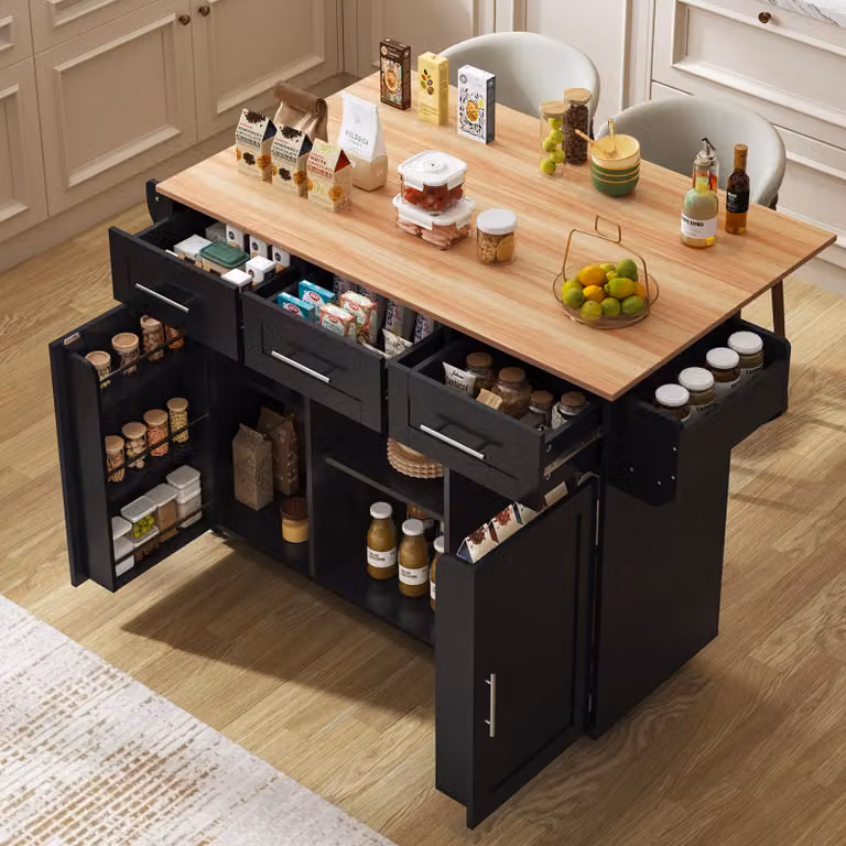 Tavolo da lavoro nero, dimensioni 139x46(71)x91,5, piano in legno effetto legno, pieghevole, con sportello per lo stoccaggio, dotato di rotelle/piedini intercambiabili.