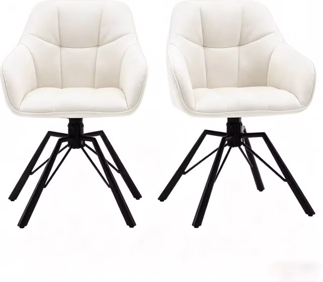 Sedia da pranzo girevole 58,5 x 82,5 x 54,5 cm velluto avorio, set di 2