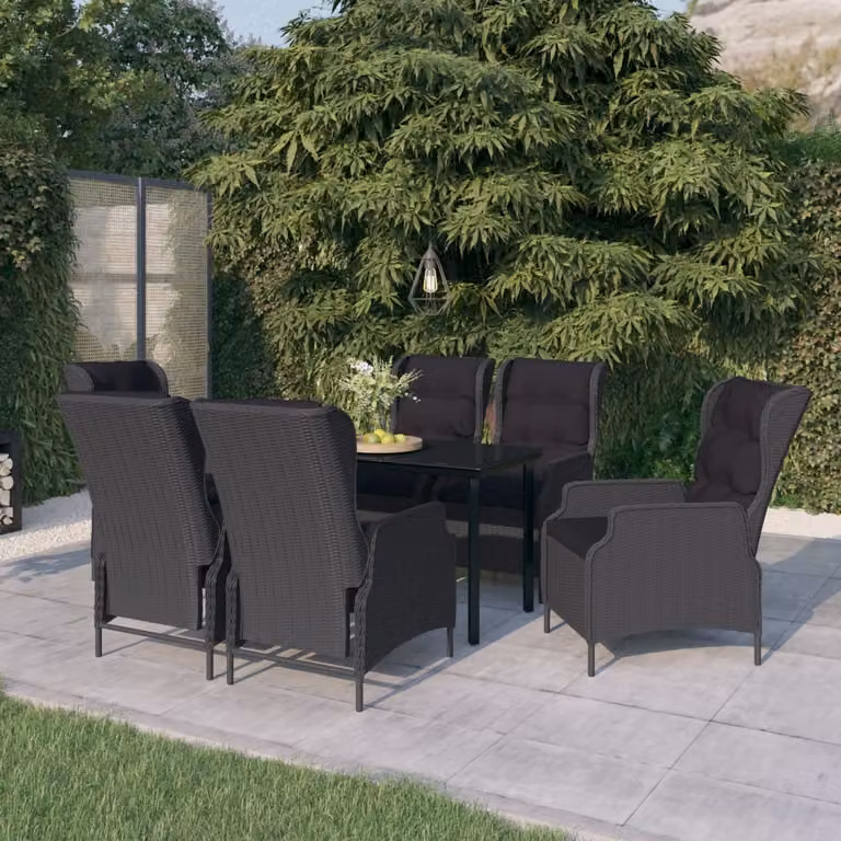 The Living Store Set da pranzo da giardino 7 pezzi grigio scuro