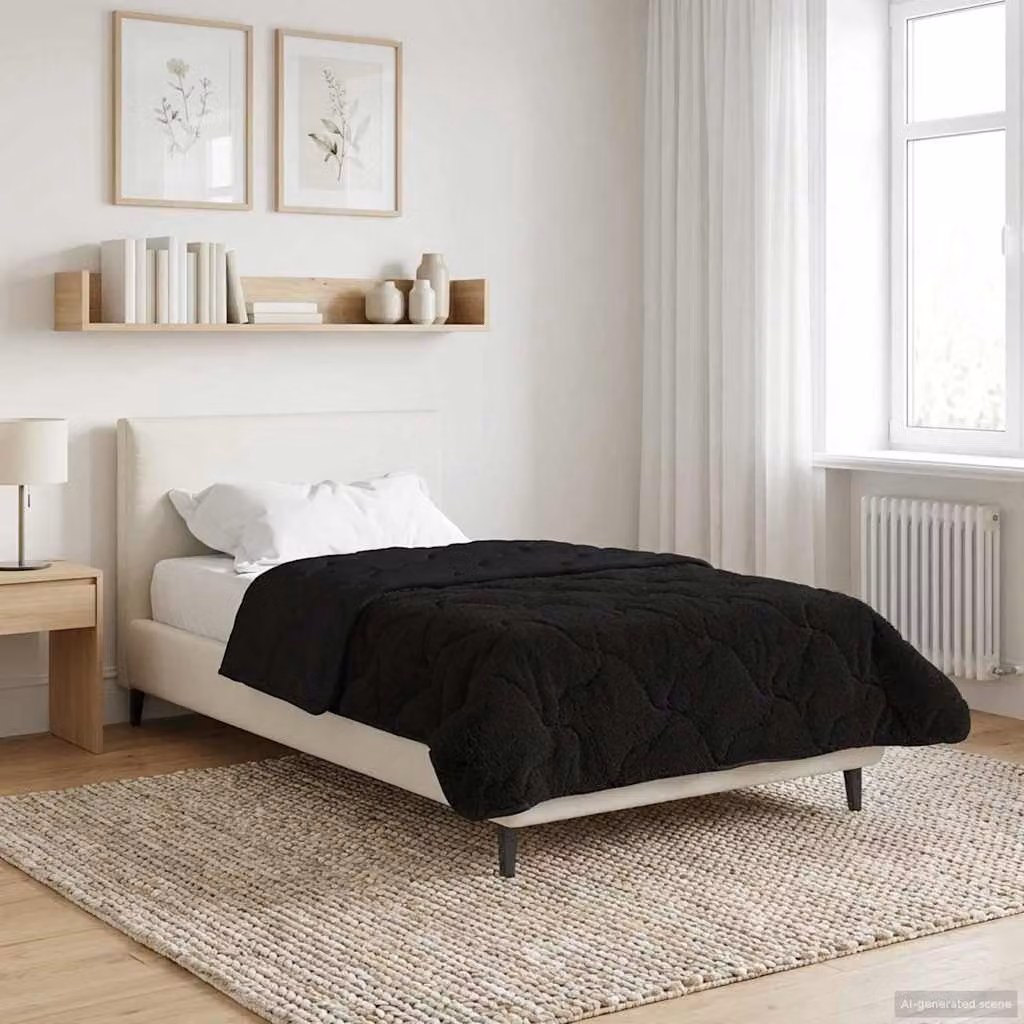vidaXL Piumone Invernale in Microfibra Traspirabile e Reversibile, Nero, 155 x 200 cm