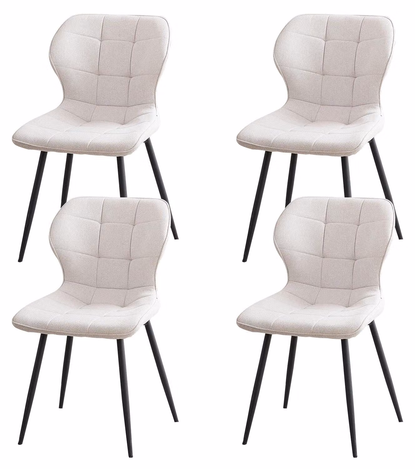 Sedie da pranzo in stile nordico - Set da 4 - Sedie in velluto - Design moderno e minimalista - Gambe in metallo - Adatte per cucina e soggiorno - Colore: bianco