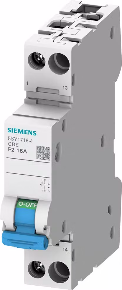 Interruttore di protezione Siemens unipolare con contatto ausiliario di chiusura, caratteristica F2, 8 A, 5SY17084