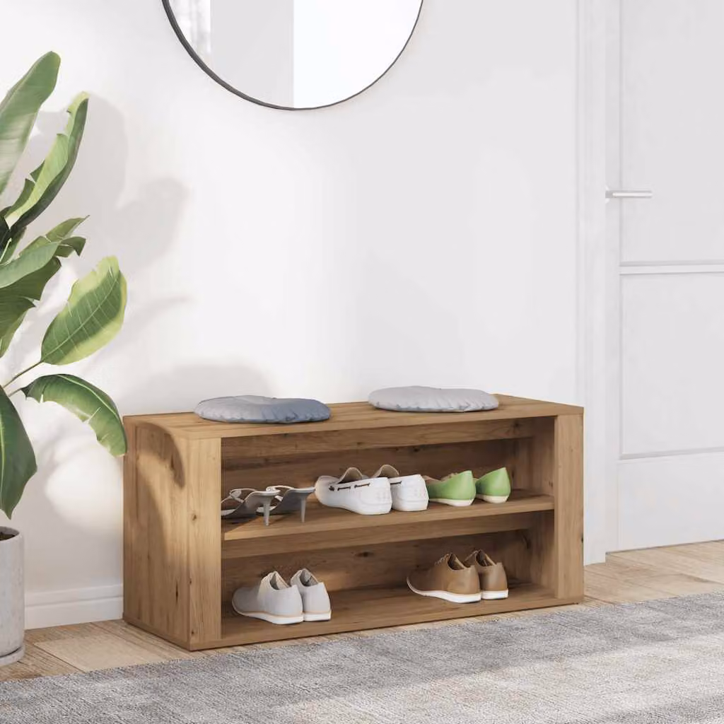 Scarpiera moderna vidaXL in MDF color rovere, L 100 cm x P 35 cm x H 45 cm