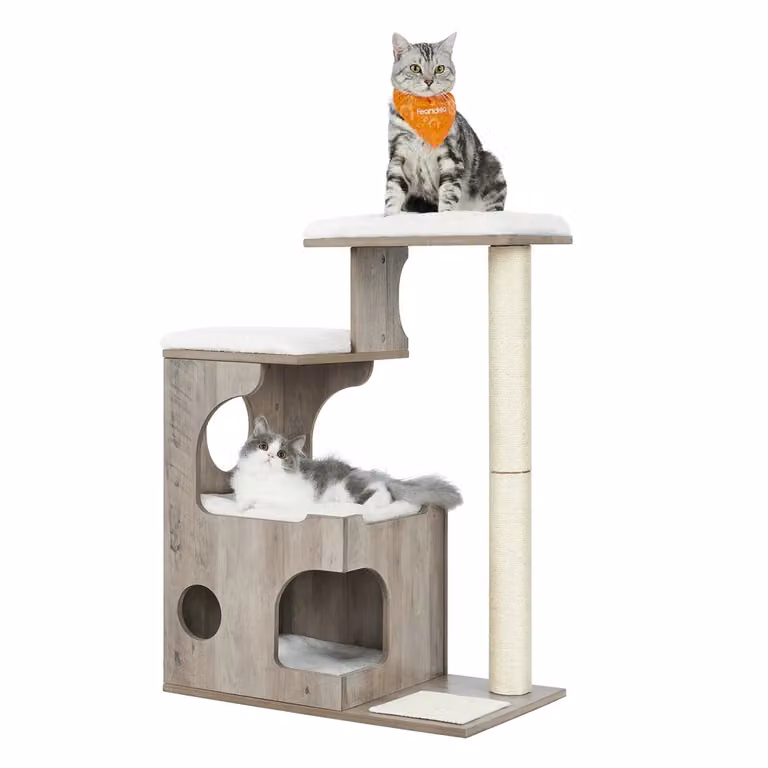 Tiragraffi per Gatti di 86 cm Bianco | FEANDREA, Greige + Bianco