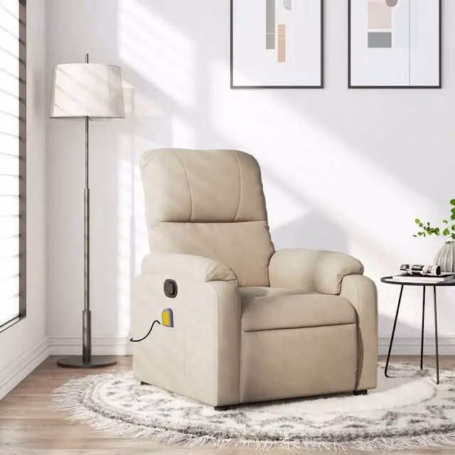 Poltrona Reclinabile Relax vidaXL in Microfibra Beige con Braccioli e Regolazione Manuale