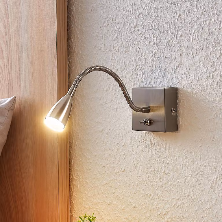 Applique da parete a LED Jolka Lindby, Alluminio / Grigio / Zincato, Camera da letto, Metallo, Moderno, Applique a LED