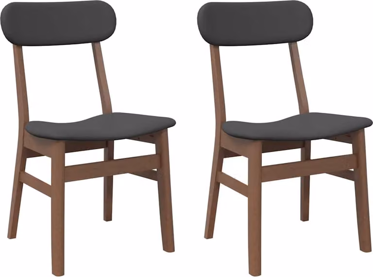 Sedie da Pranzo con Cuscini 2pz Marrone Legno Massello di Hevea