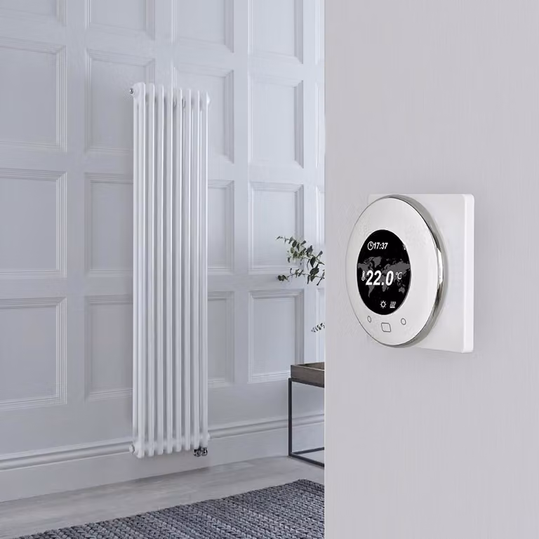Radiatore Elettrico di Design Verticale Doppio Tradizionale Regent Bianco con Controllo Smart WiFi e Integrazione App H 150 cm x L 38 cm