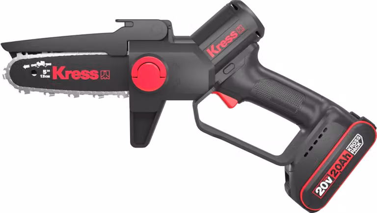 Mini motosega a batteria Kress 20 V / sega per rami 12 cm, 10 m/s, confezione colorata