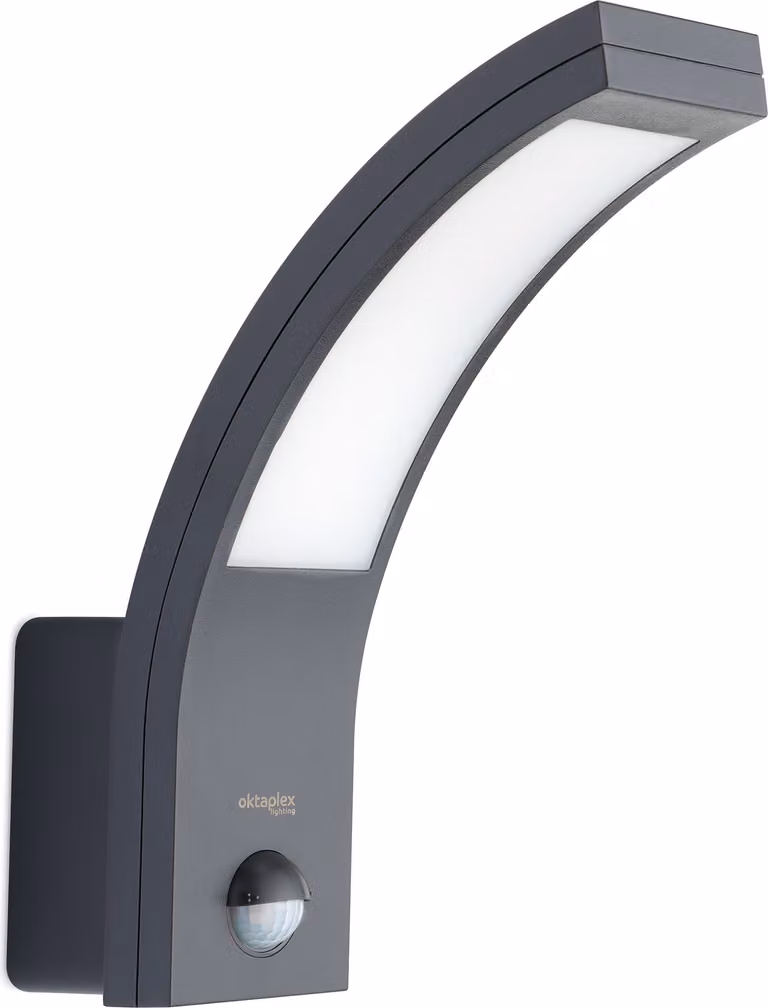 Oktaplex Rio Luce esterna a LED con rilevatore di movimento IP54 Illuminazione esterna bianco caldo 230V Luce esterna a parete