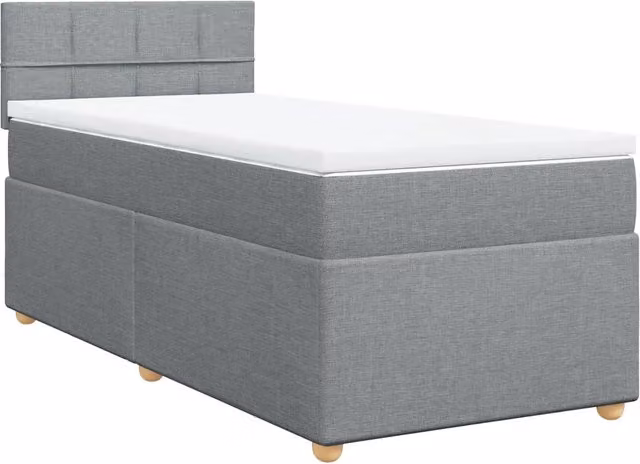 Letto singolo | Letto per adulti | Giroletto a Molle con Materasso Grigio Chiaro 80x200 cm Tessuto