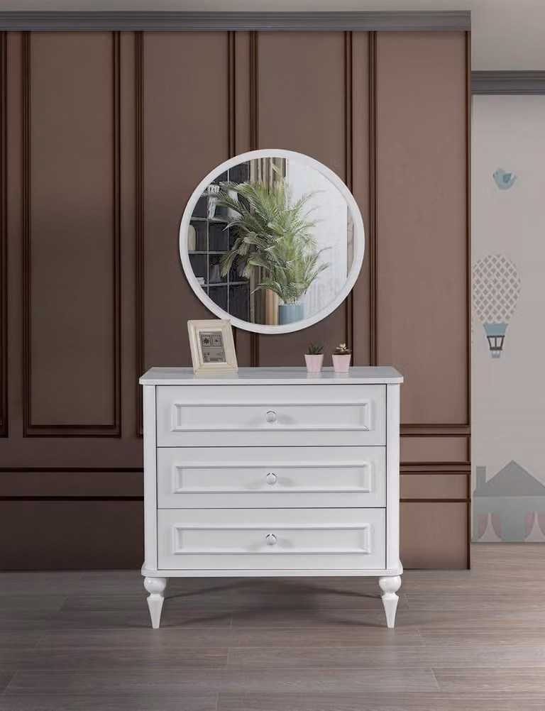 Klassische Kommode Landhaus Stil Kommoden Schrank Konsolen Weiß 3 Schubladen