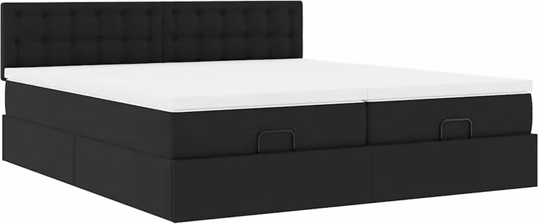 Struttura Letto Pouf con Materassi Nero 180x200 cm Pelle finta