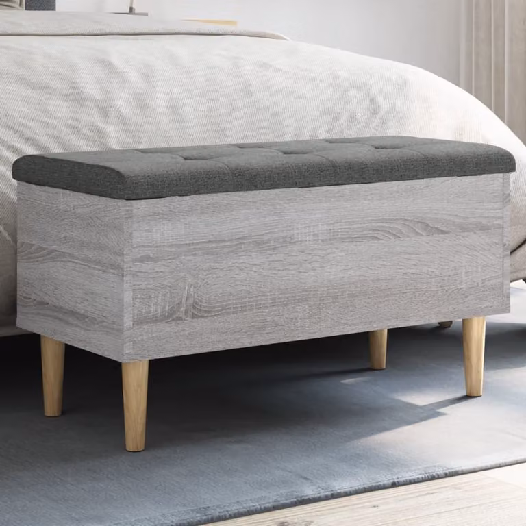 vidaXL Panca Porta Scarpe Grigia con Contenitore in Legno per Soggiorno e Ingresso L/P/H: 82 x 42 x 46 cm