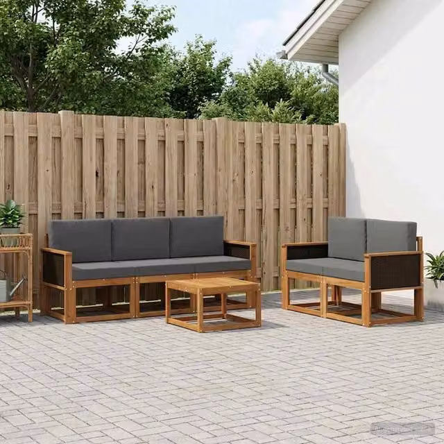 Set di divani da esterno 6 pz Naturale e Antracite 3384983