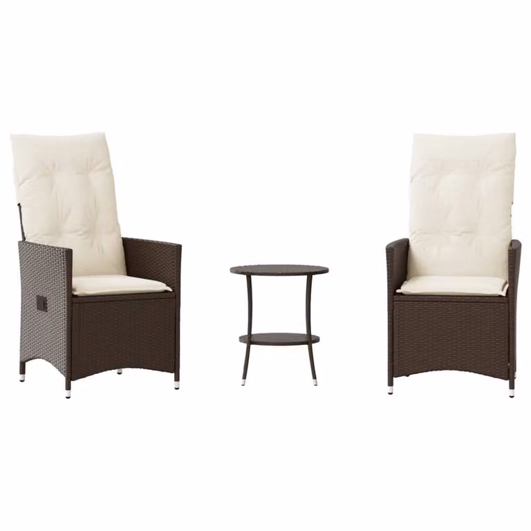 Set Bistrò 3 pz con Cuscini Marrone in Polyrattan