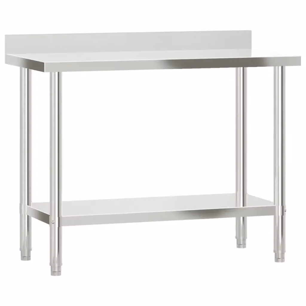 Tavolo da lavoro per cucina vidaXL in metallo argento con altezza regolabile L: 110 cm, P: 55 cm, H: 93 cm – 2