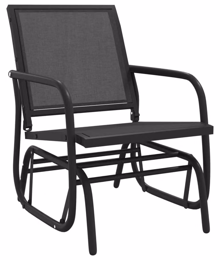Sedia a Dondolo da Giardino Nera 61x76x87cm Textilene e Acciaio