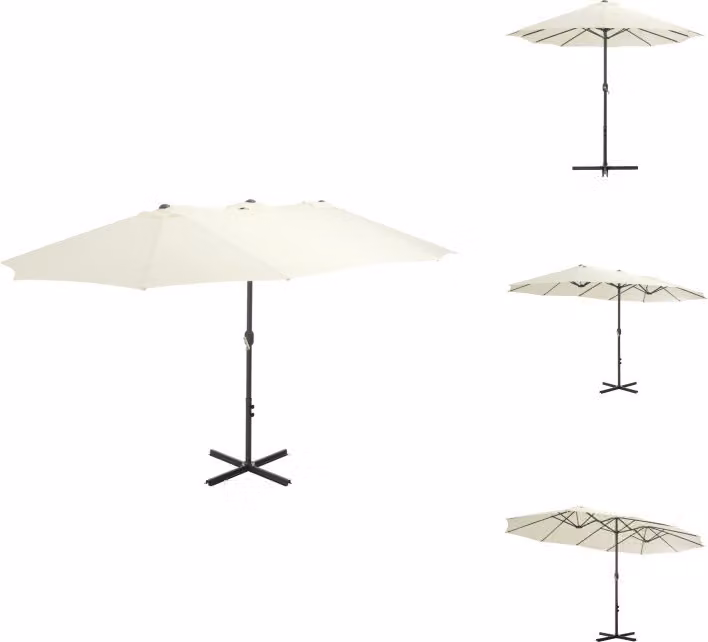 vidaXL Ombrellone con palo in alluminio 460 x 270 cm Sabbia - Ombrelloni e tende da sole