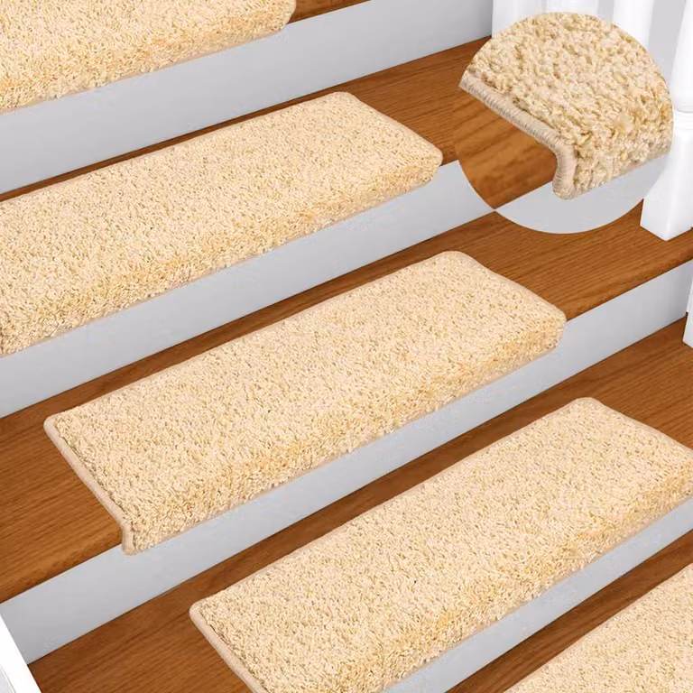Set di 10 tappetini per scale vidaXL in polipropilene, colore beige, forma rettangolare, L 65 x P 40 x H 2,1 cm