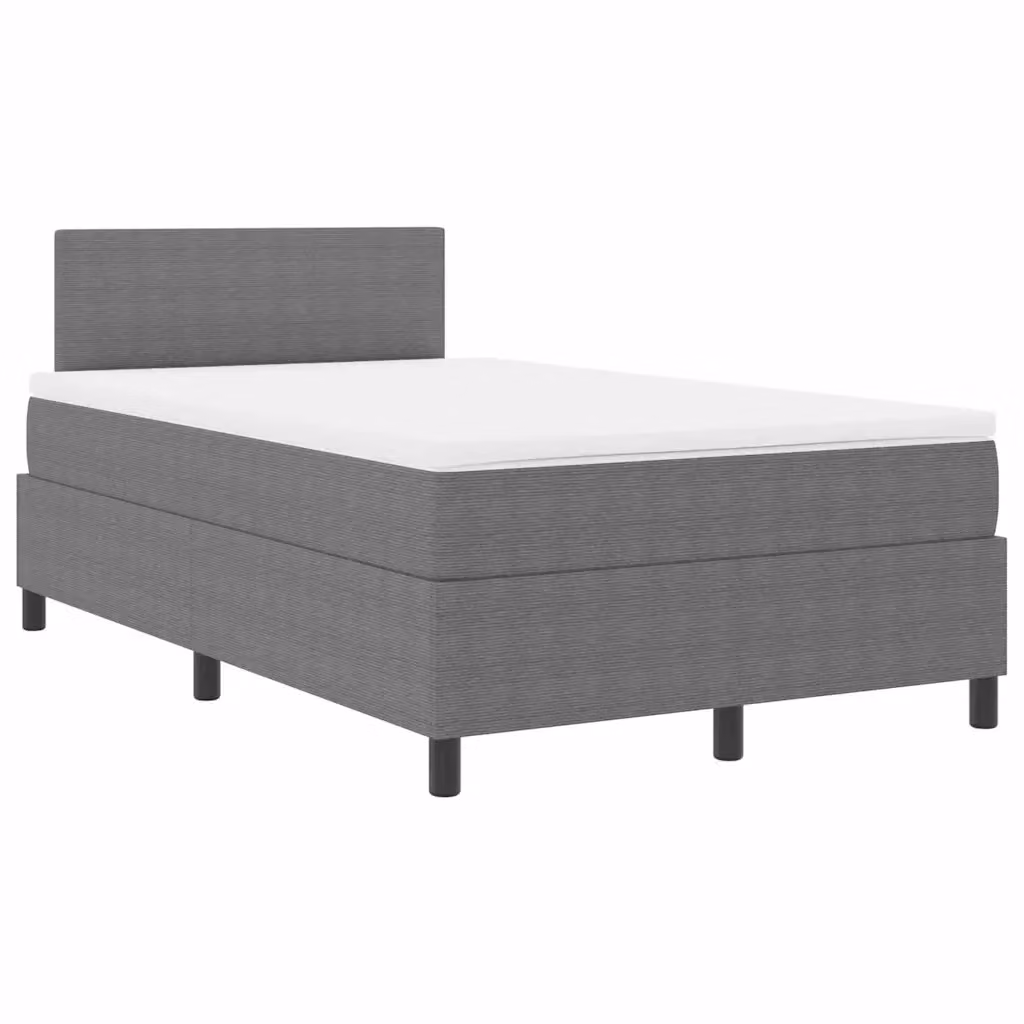 Letto moderno vidaXL con illuminazione LED sottostante, struttura imbottita in tessuto grigio e bianco, L: 120 cm, P: 200 cm, H: 280 cm – 2