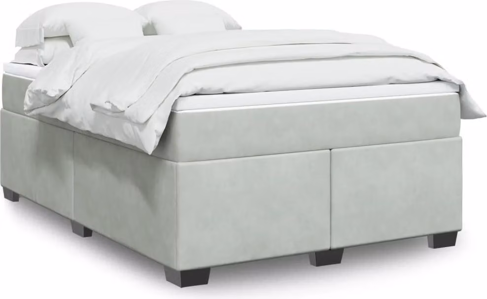 Maison Exclusive - Giroletto a Molle con Materasso Grigio Chiaro 160x200cm Velluto