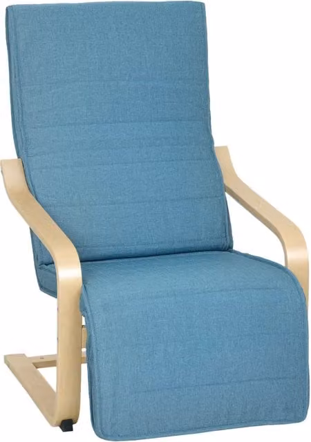 Poltrona relax con poggiapiedi Xylo in tessuto lino sintetico blu L: 66,5 cm, P: 94 cm, H: 100 cm