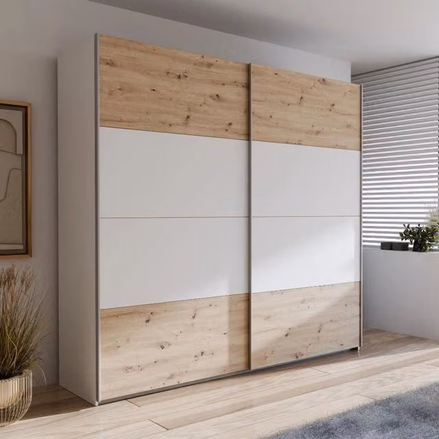 Armadio Elio 2 ante scorrevoli rovere e bianco 220x61x210.5H